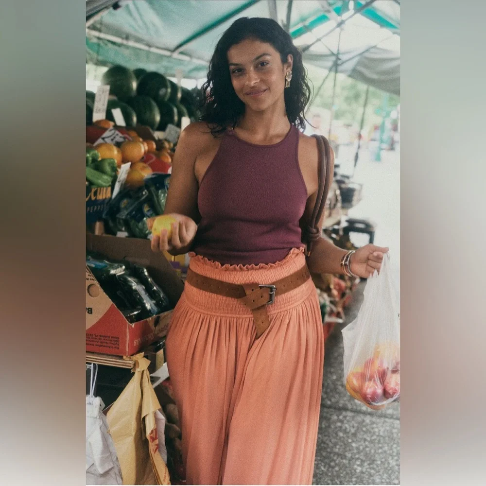 ✨ Anthropologie Smocked Sheer Maxi Skirt Sz 2X - Picture 9 of 13